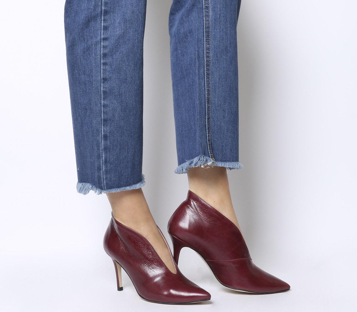 burgundy mid heels