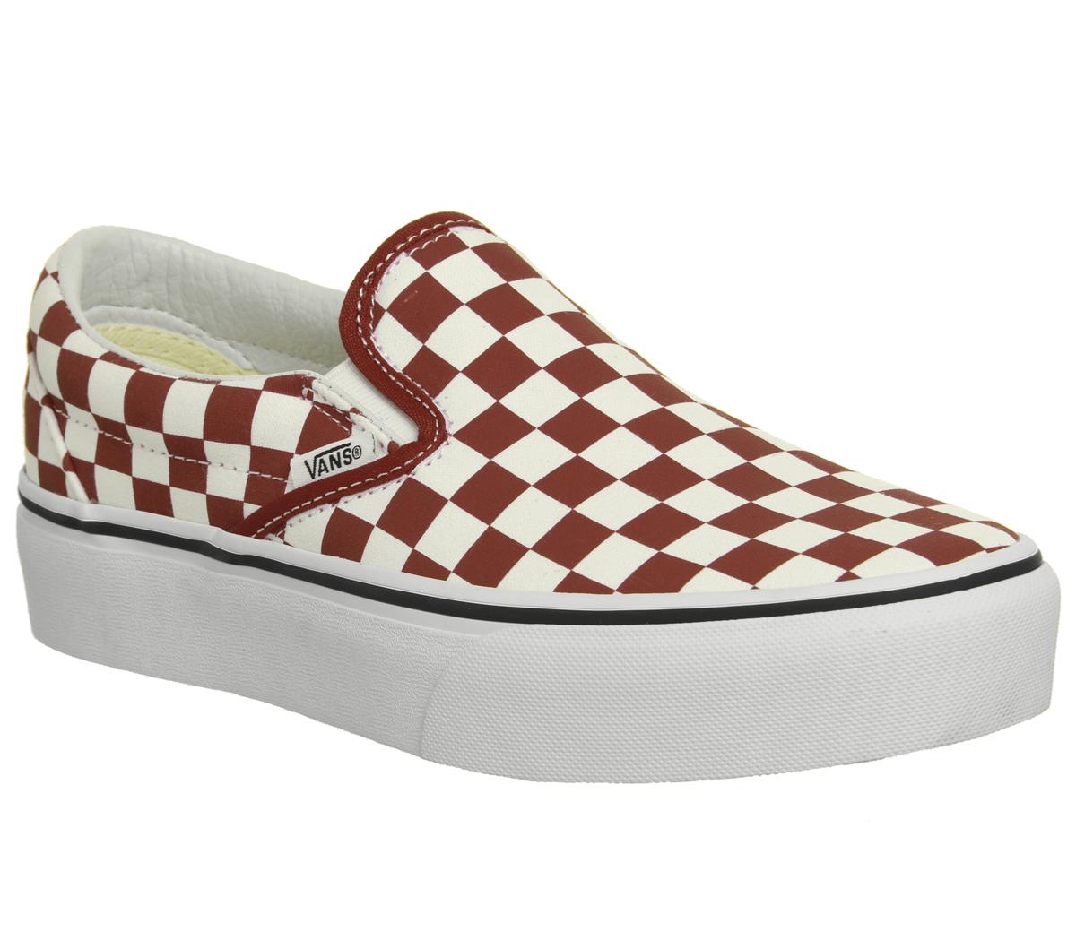 checkerboard vans platform slip ons