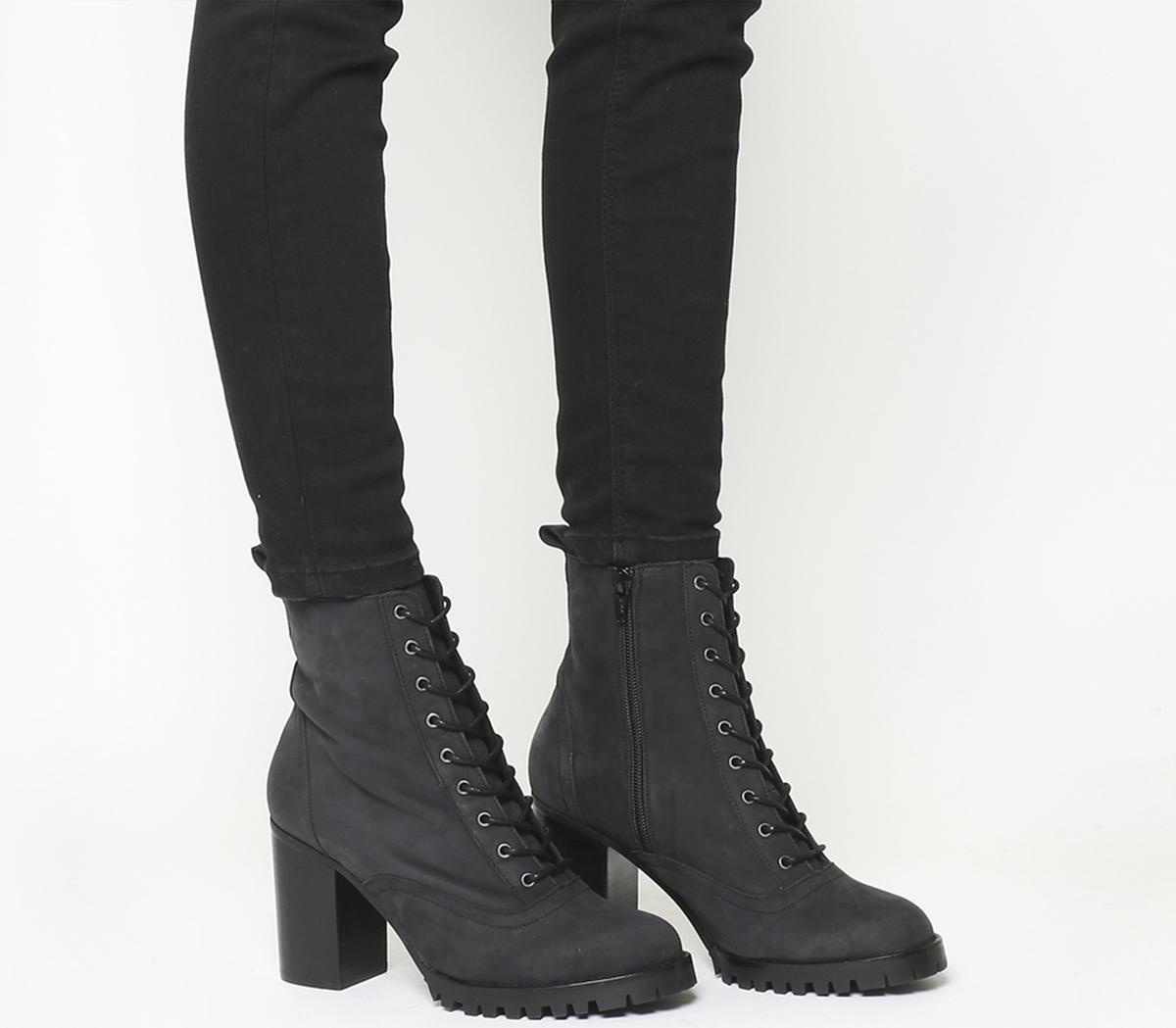 lace up boots with block heel