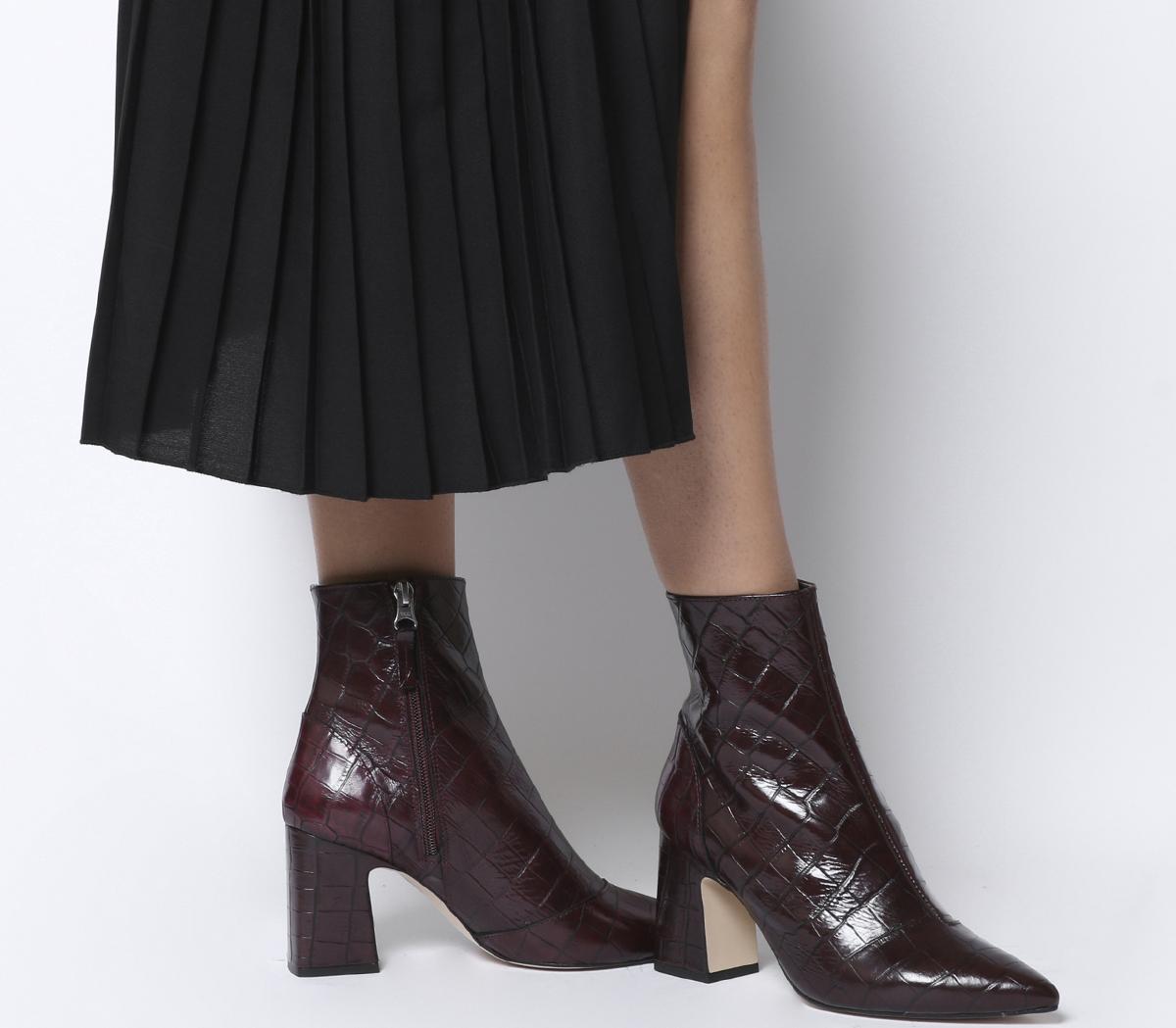 croc effect ankle boots