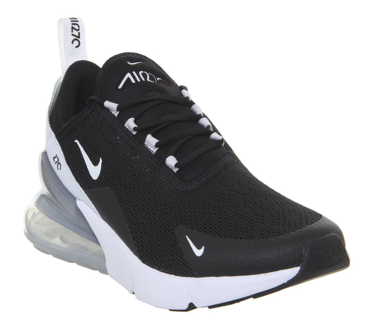 black and white nike air max trainers