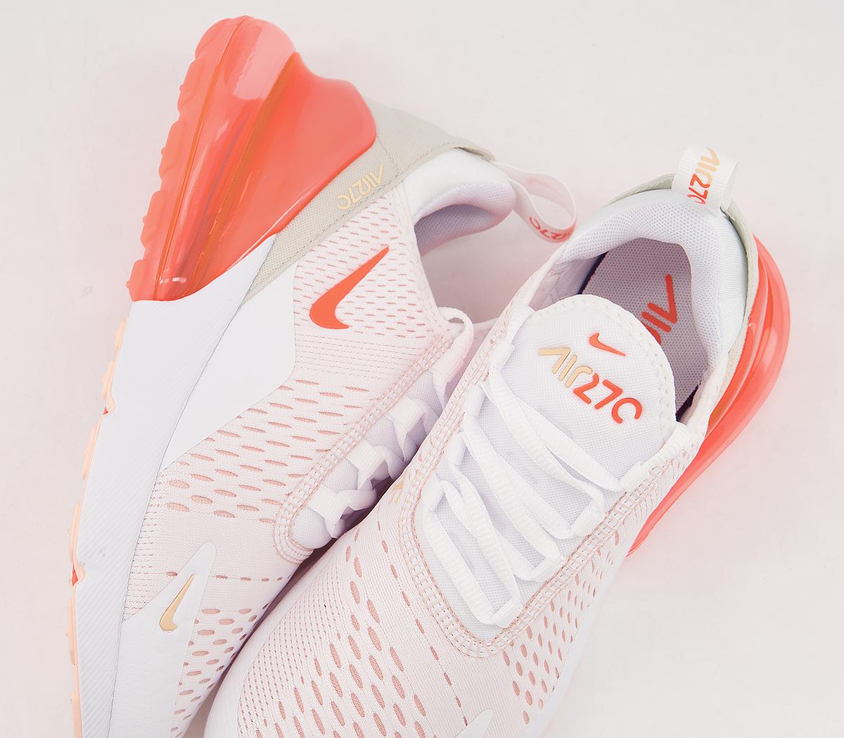 Nike Air Max 270 Trainers White Bright Mango Crimson Tint F - Hers trainers