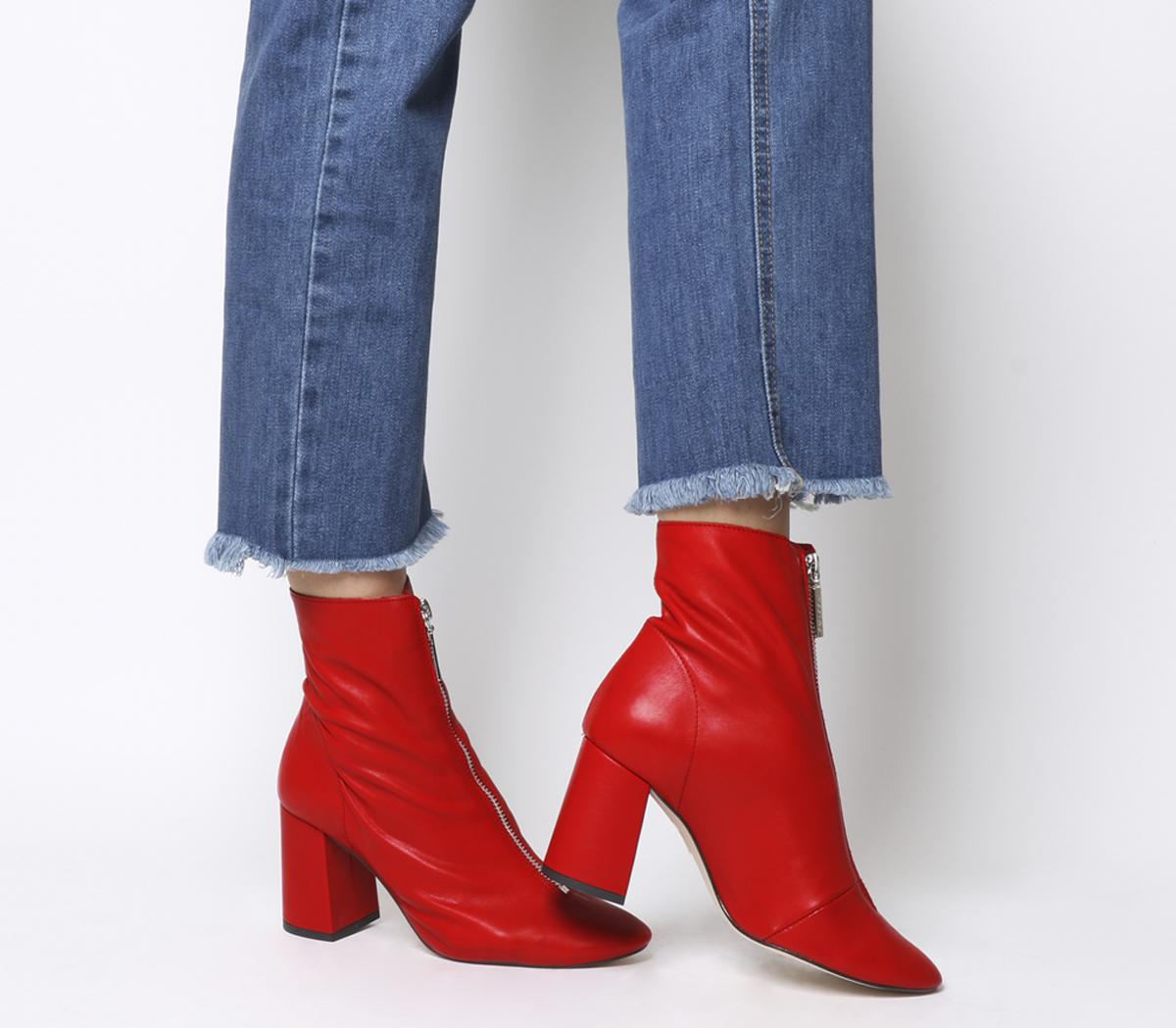 Office All Sorts Front Zip Boots Red 