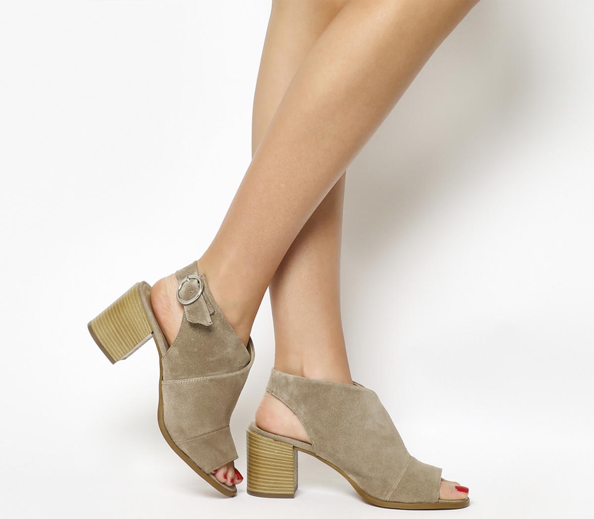 taupe block heel