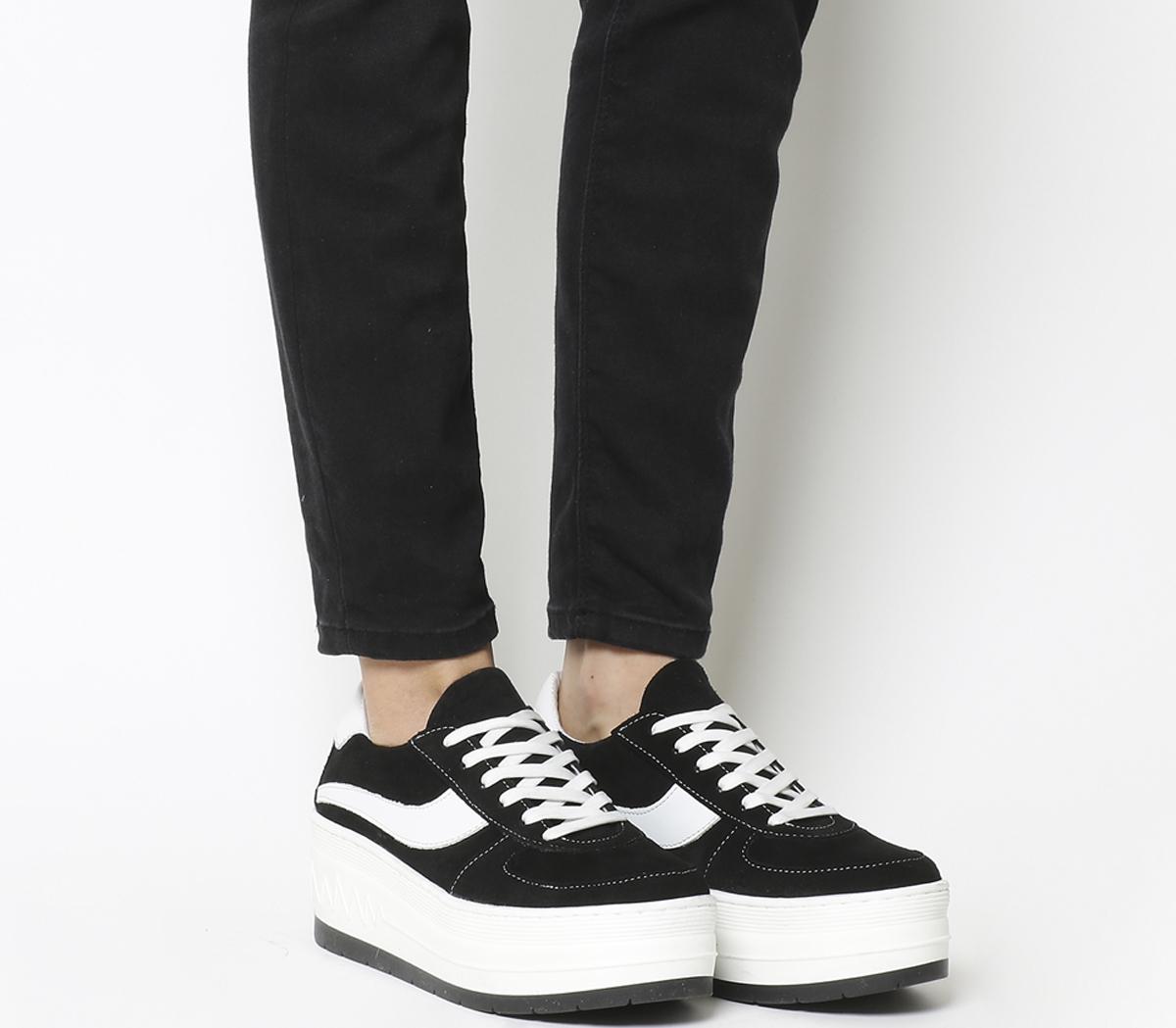 black flatform trainers