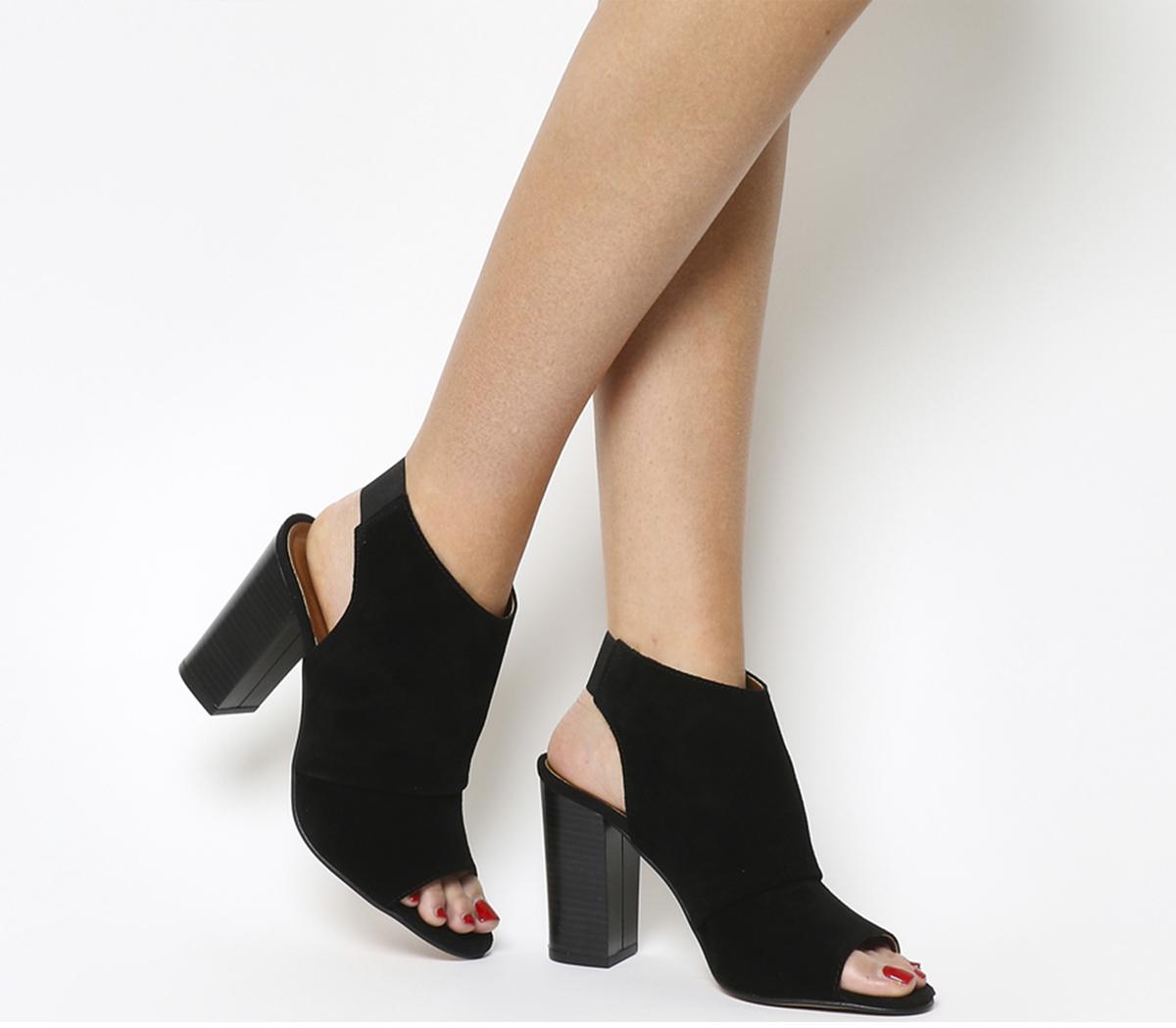 black suede booties block heel