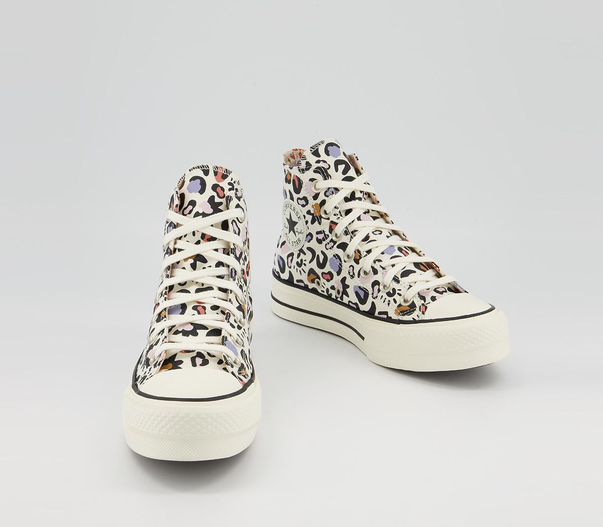 converse all star hi trainers leopard edged egret leather