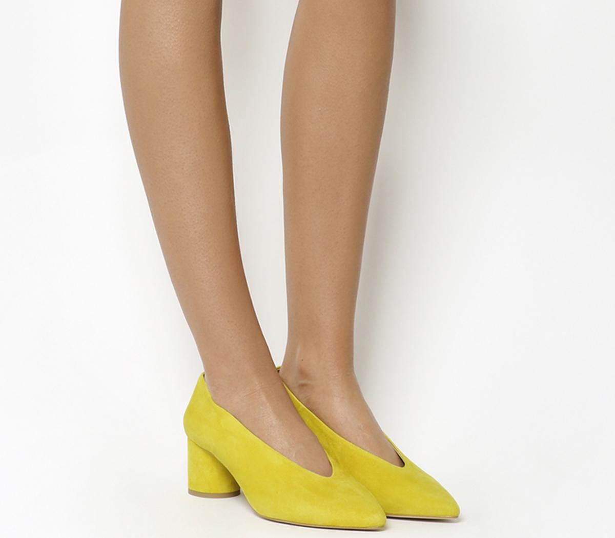 mustard mid heels