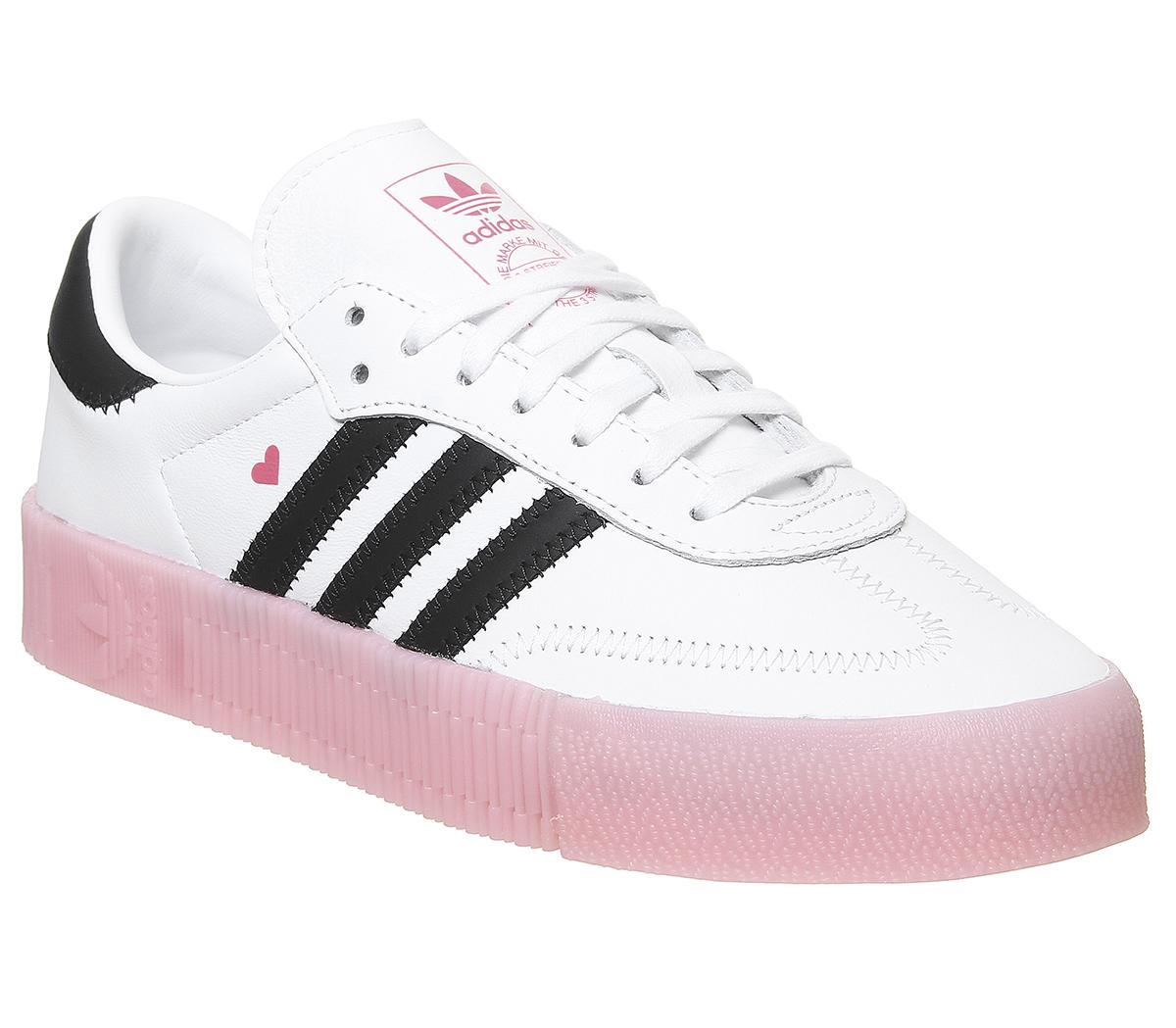 adidas white and pink trainers