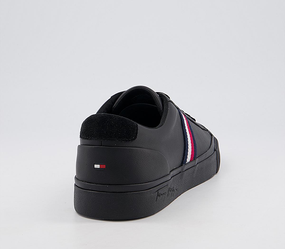 Tommy Hilfiger Corporate Leather Sneakers Black Mono - His trainers