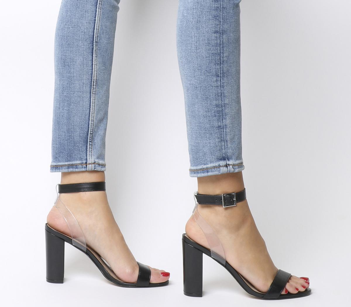 clear heels black sole