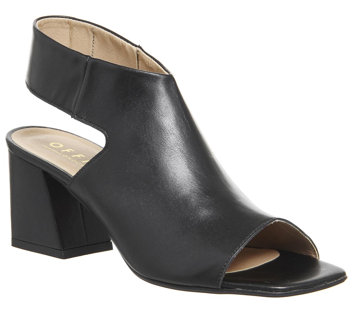 Office Myth Cut Out Shoe Boots Black Leather Mid Heels Office Myth Cut Out Shoe Boots Black Leather Mid Heels