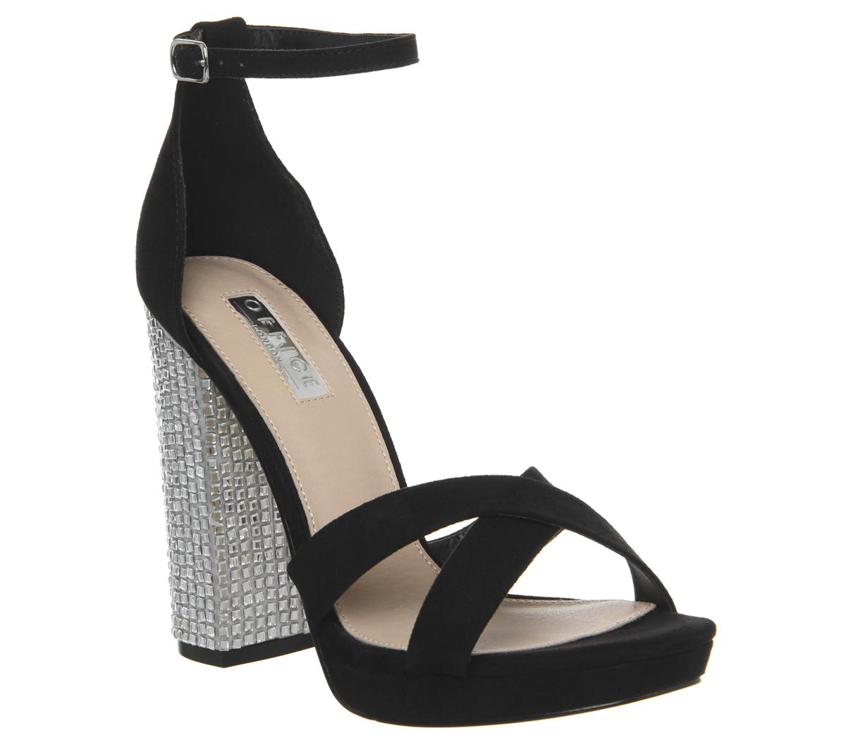 diamante heels black