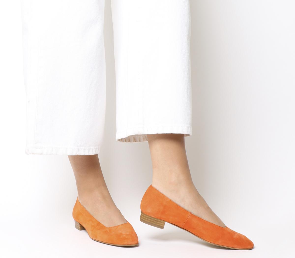orange pointed toe flats