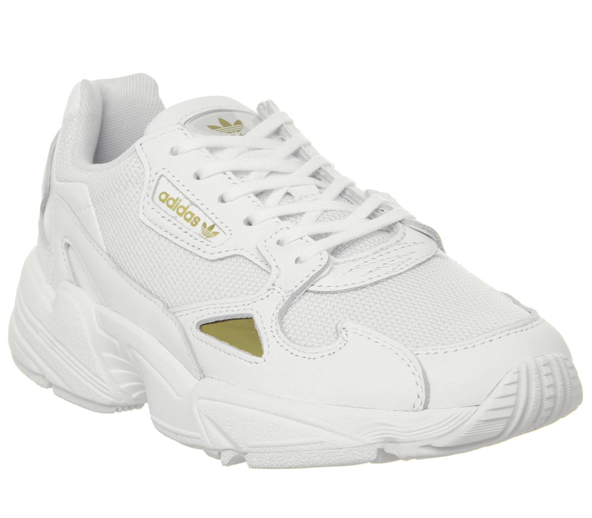 adidas originals falcon trainers in white and gold
