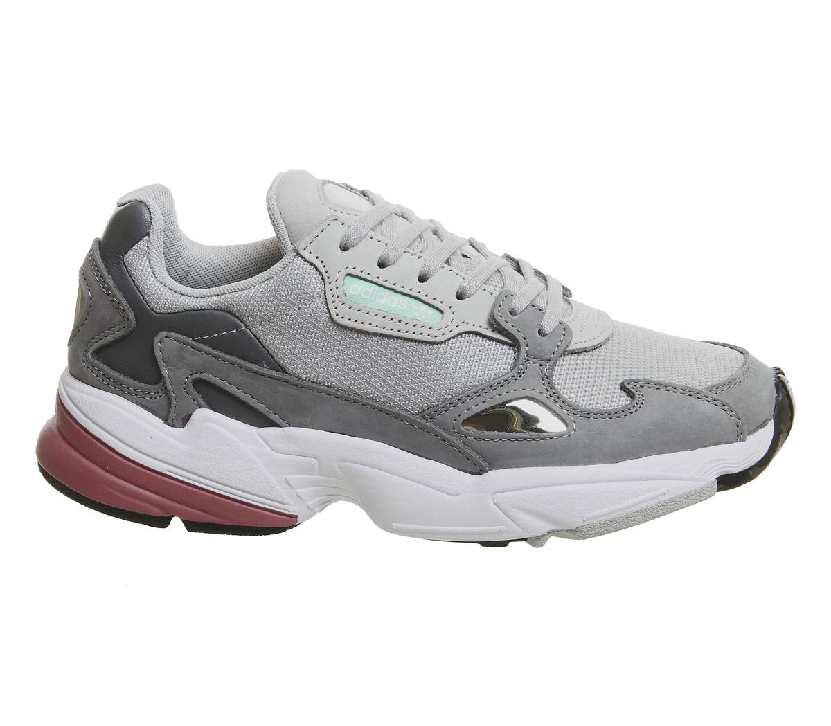 adidas falcon trainers grey two trace maroon