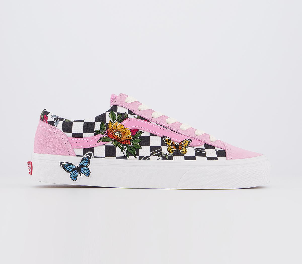 vans with pink flowers