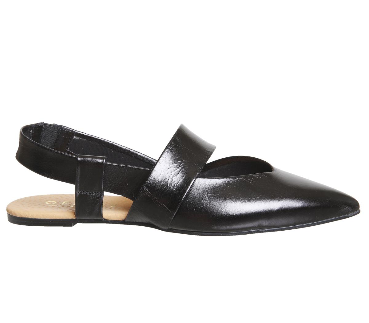 Office Fashion Point Flats Black Leather - Flat Shoes for Women