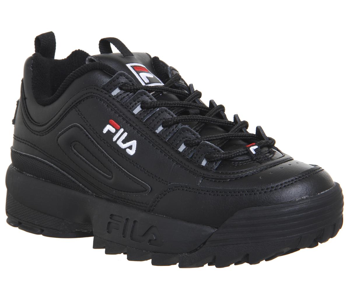 black and pink fila trainers