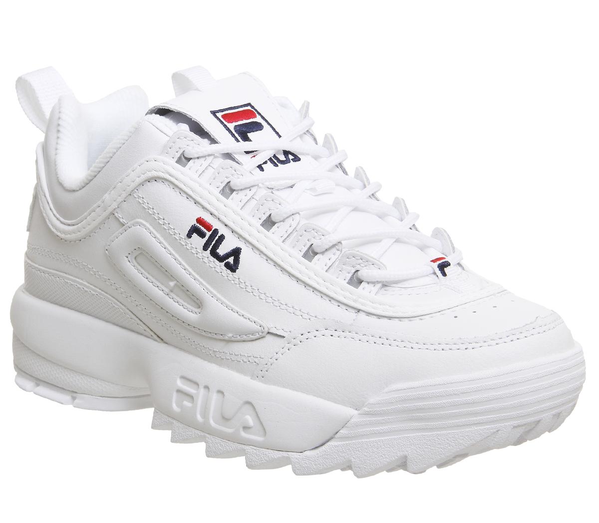 Fila Disruptor II Trainers White Leather - Hers trainers