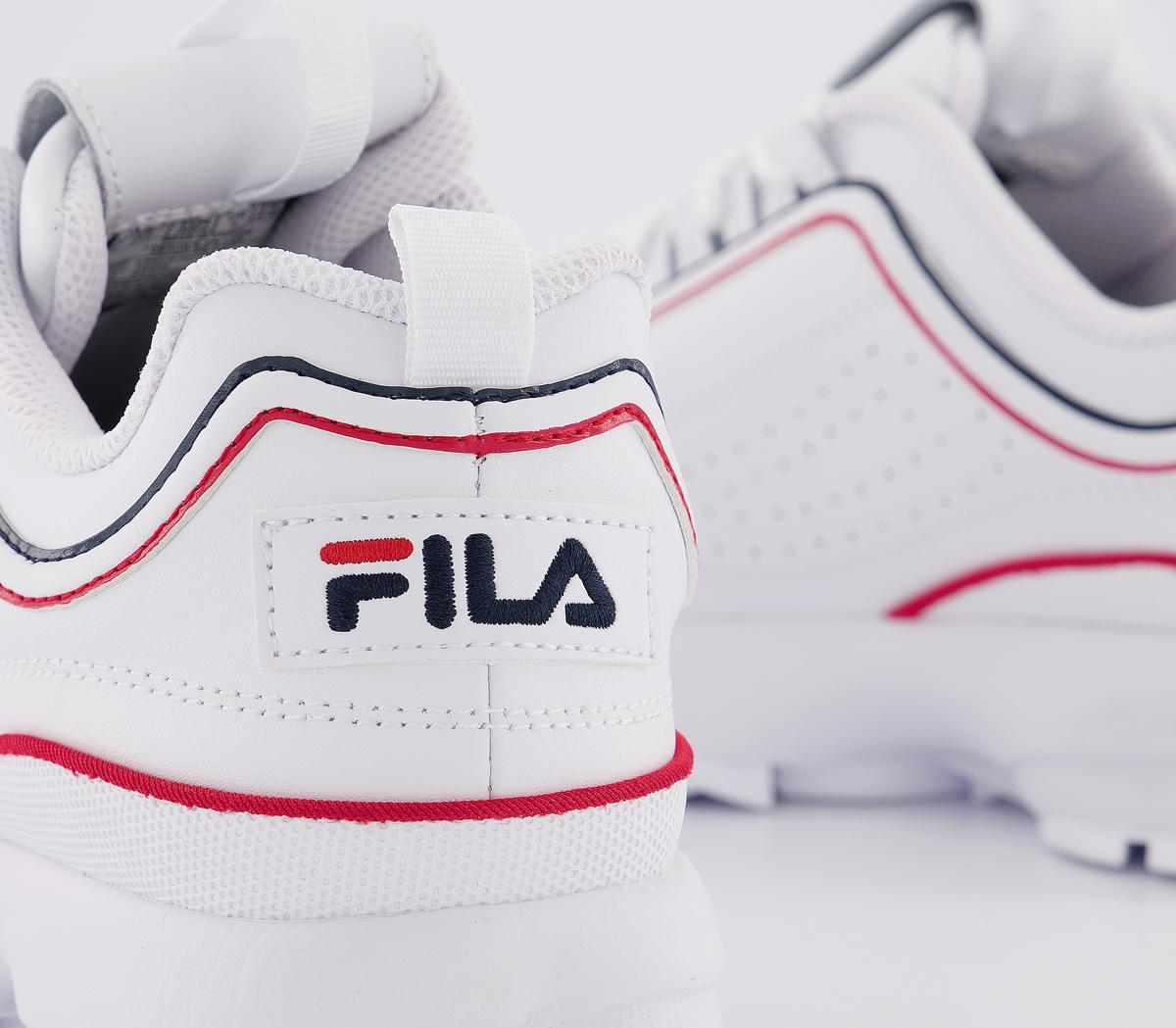 fila disruptor white navy red