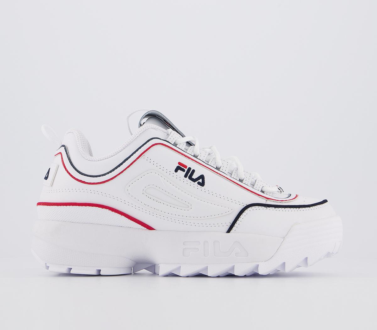 Fila Disruptor II Trainers White Navy Red Piping - Hers trainers