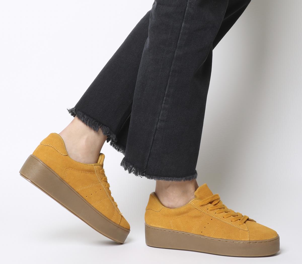 Flash Chunky Lace Up Mustard Suede - Flats