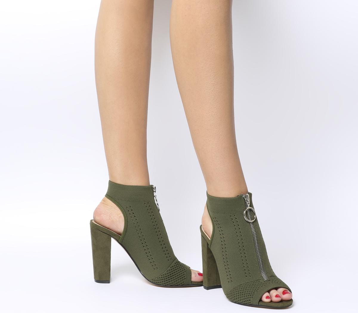 khaki block heels
