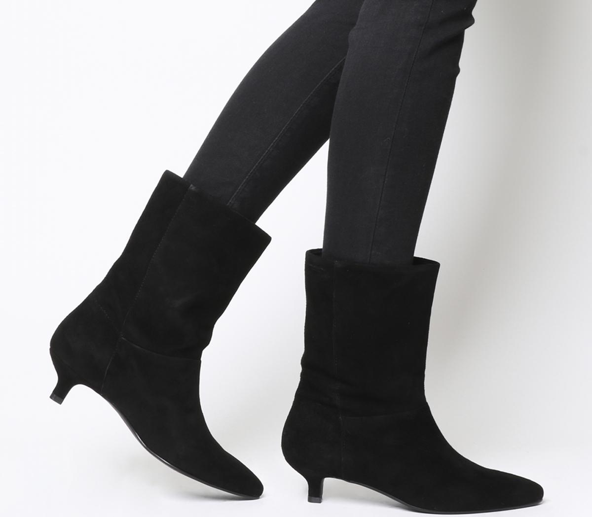 Vagabond Minna Mid Heeled Boots Black Suede - Womens Boots