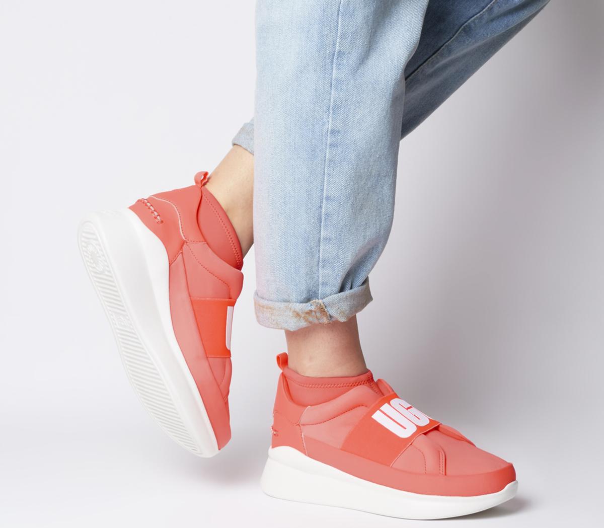 neon coral sneakers