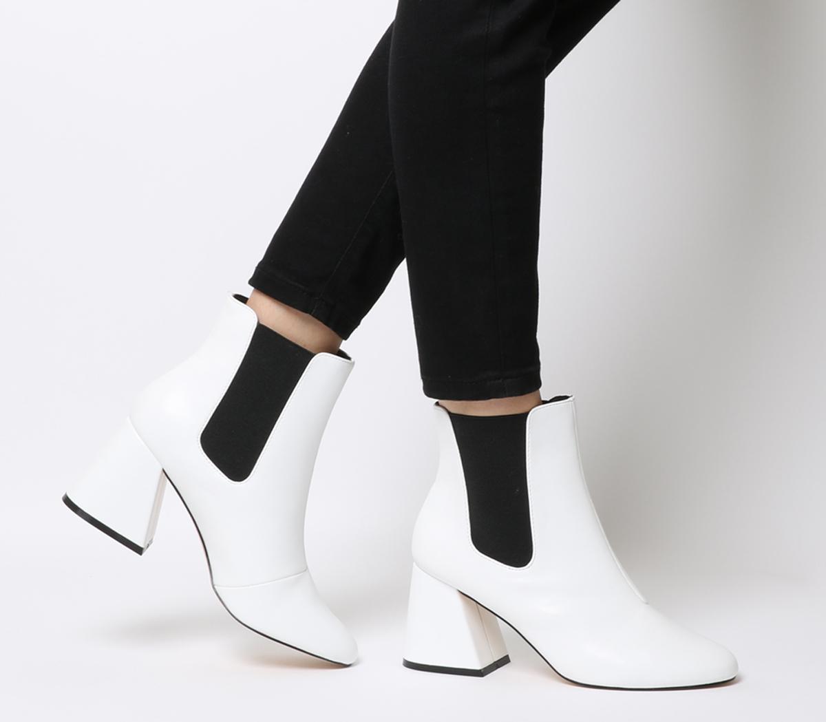 white ankle boots chunky heel