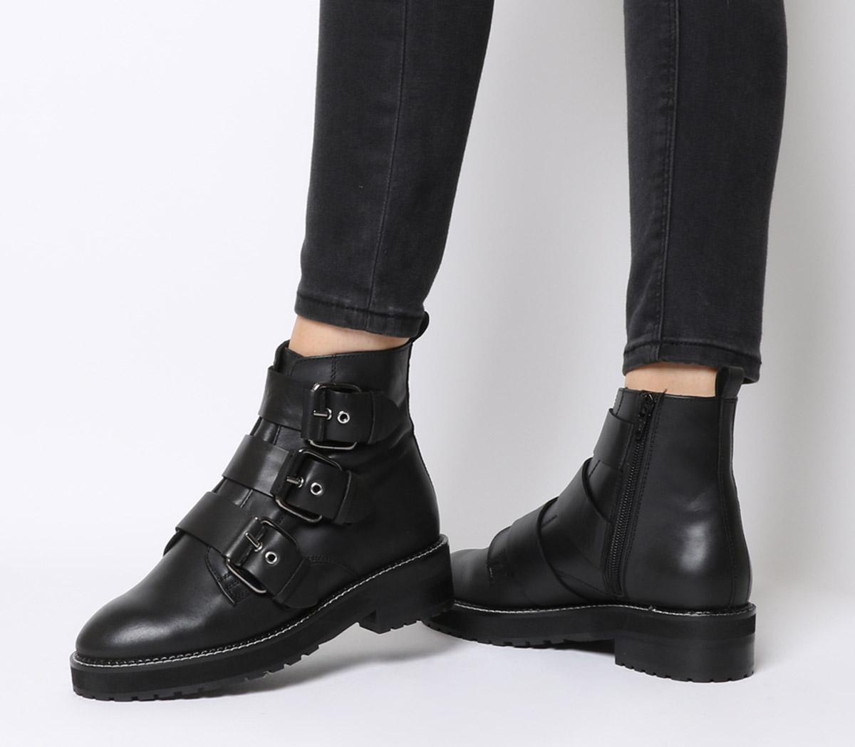 womens flat boots black