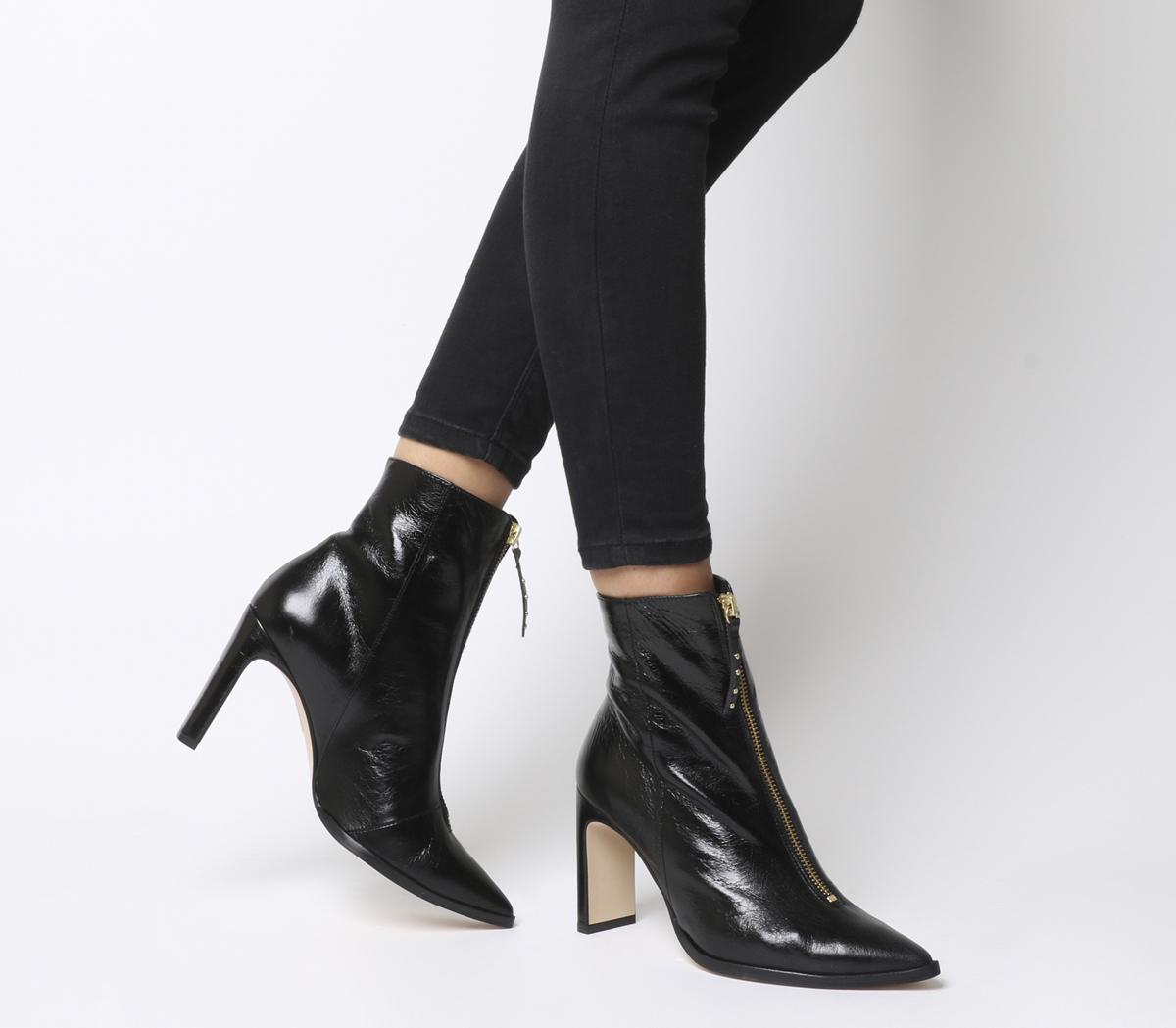zip front heeled boots