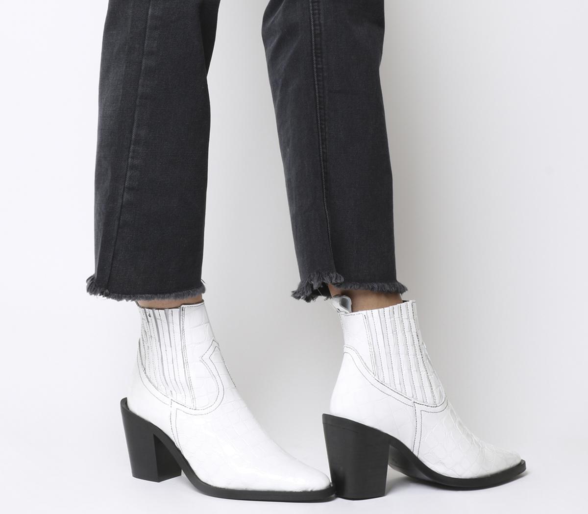 white ankle boots office