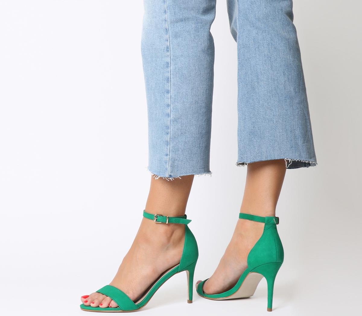 green mid heels