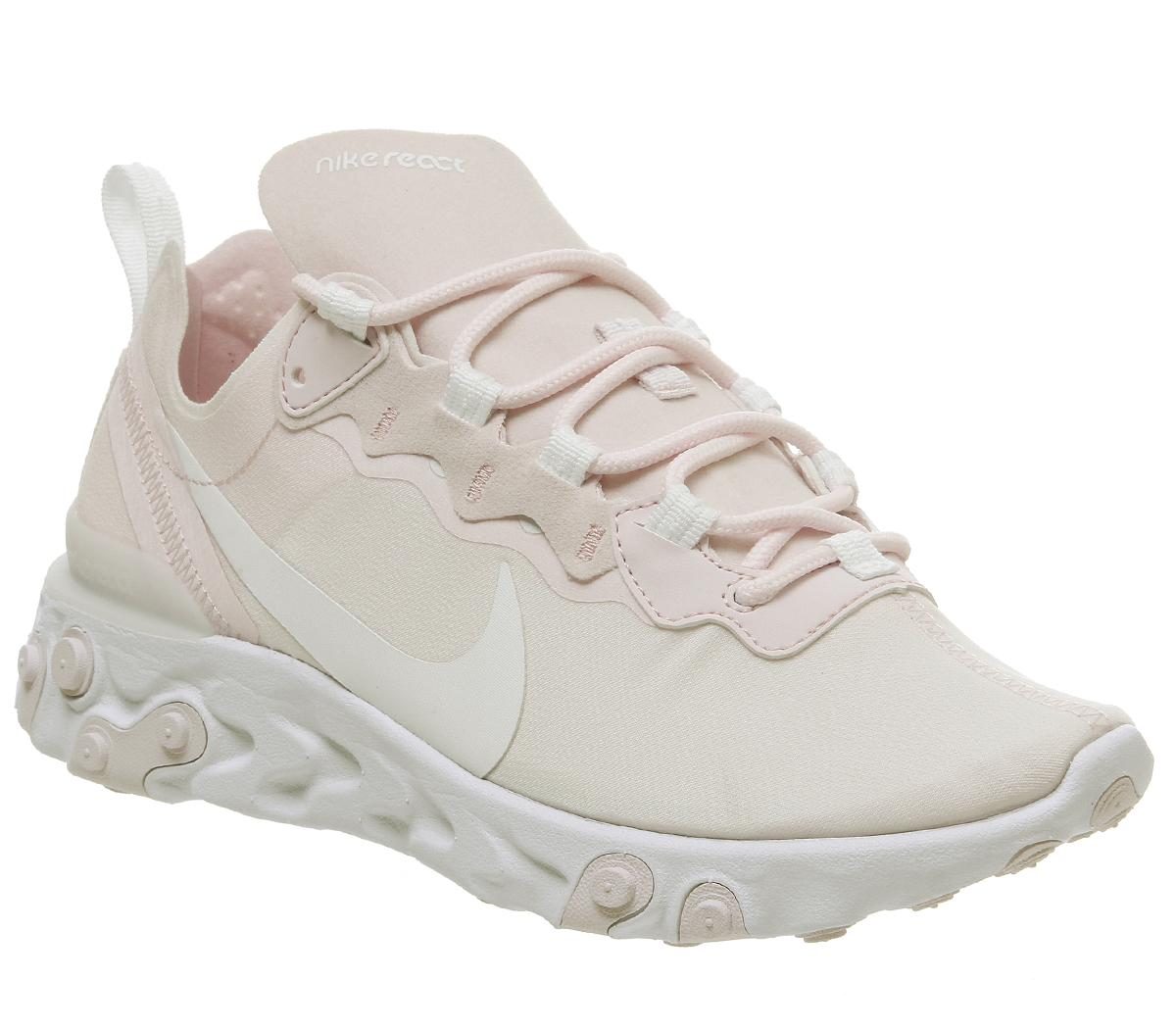 Nike React Element 55 Trainers Pale Pink White White Pale Pink F Hers Trainers