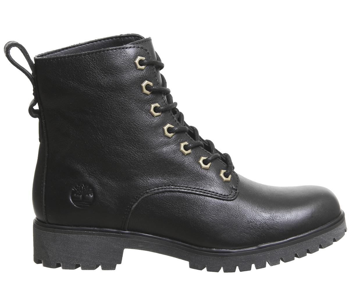 timberland lux lace up boots black leather