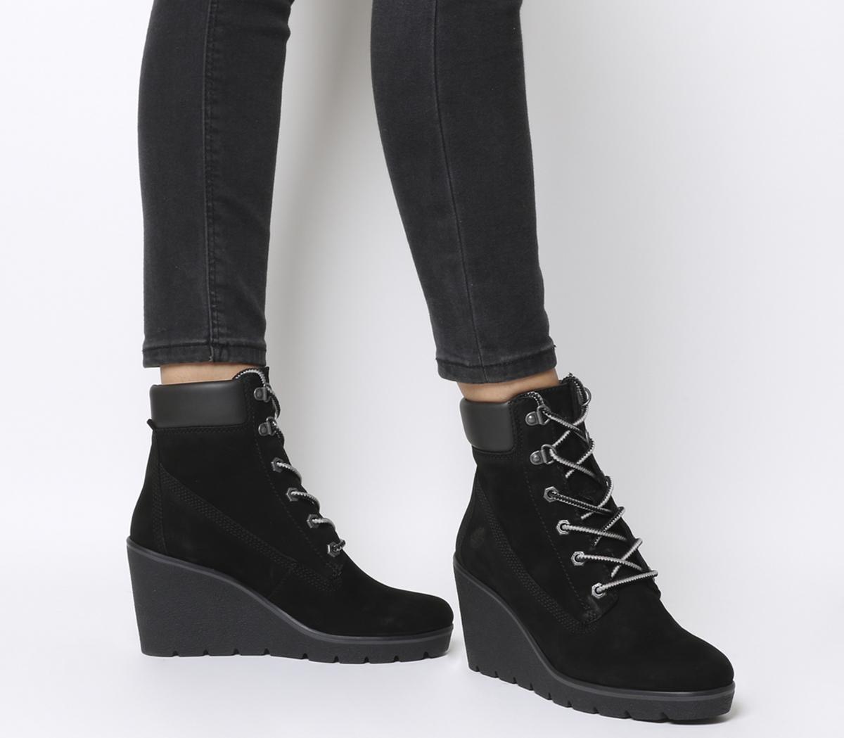 long black wedge boots