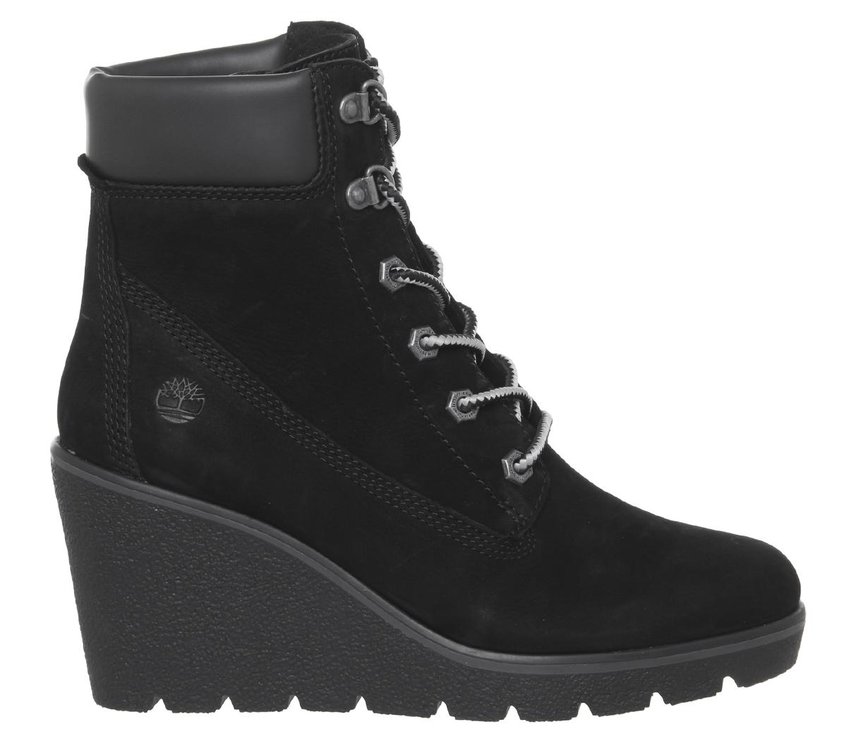 black timberland wedges