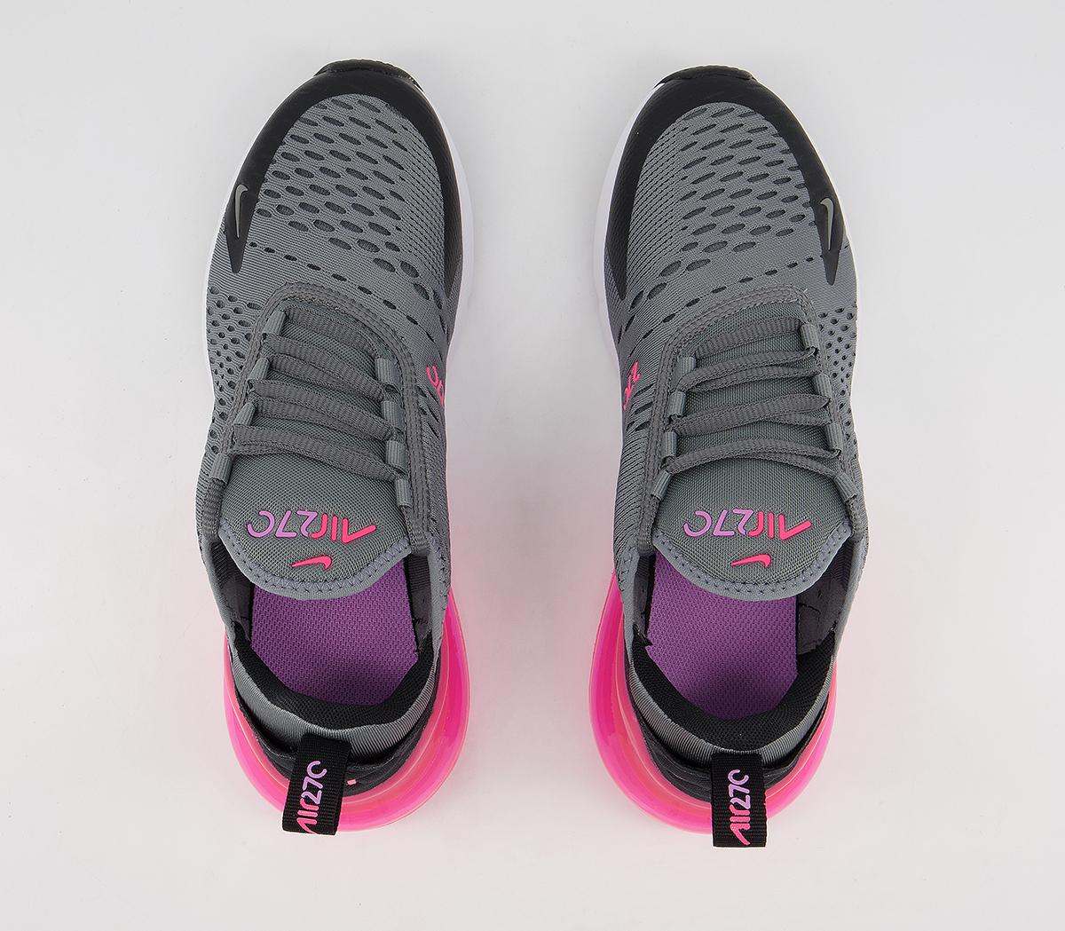 Nike Air Max 270 Gs Trainers Smoke Grey Hyper Pink Black White Unisex