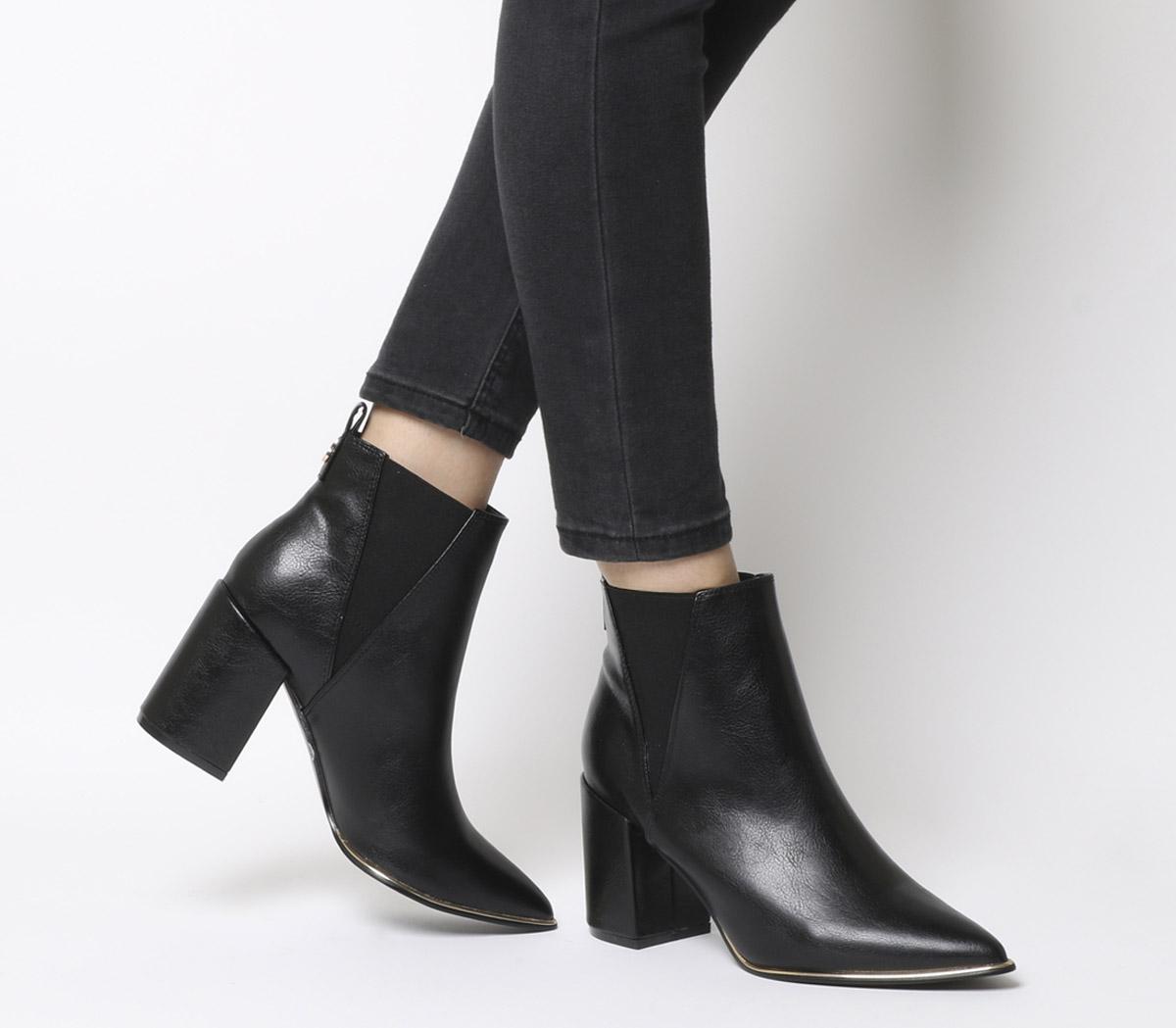 black short boots with heel