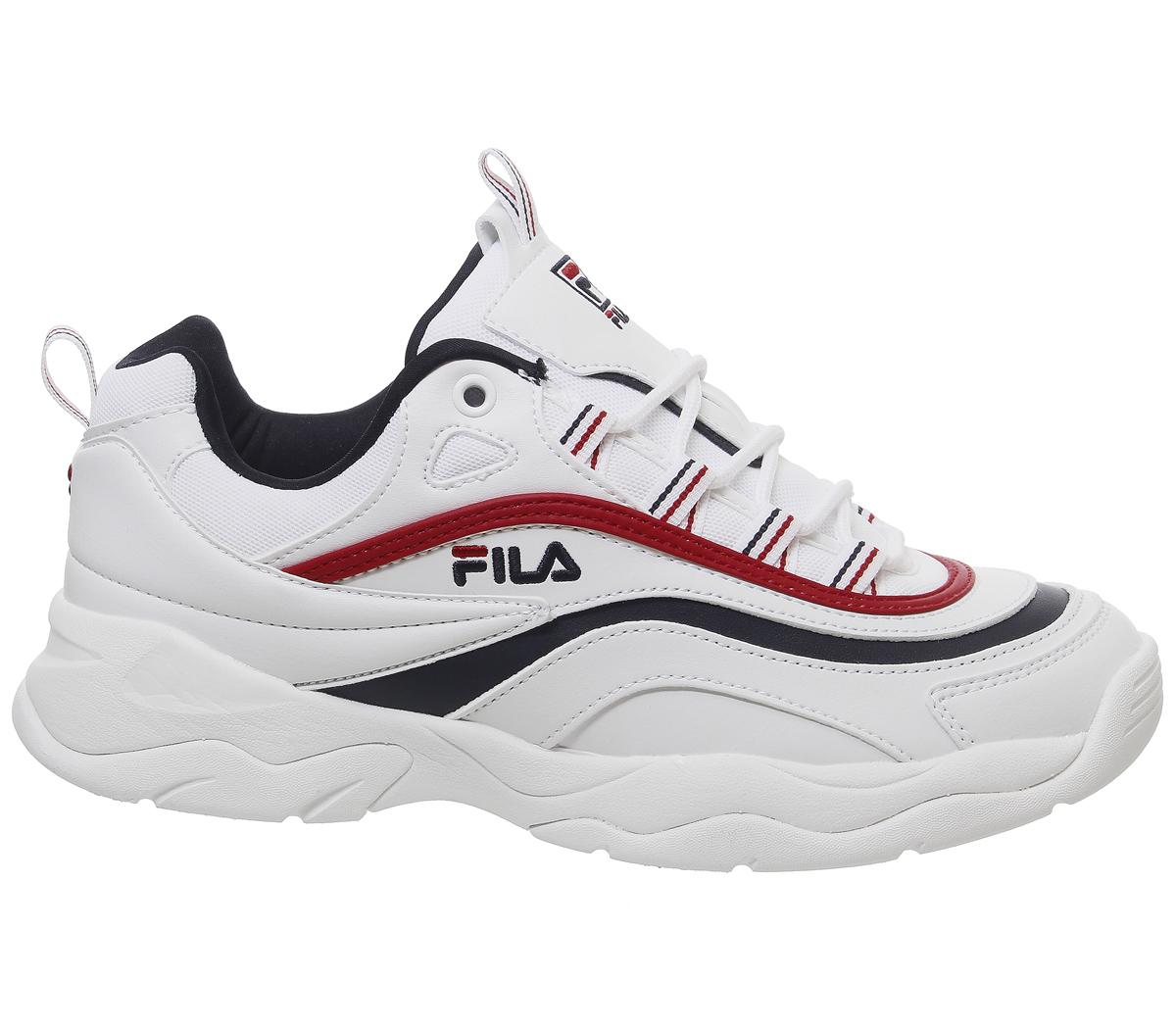 fila ray trainers white fila navy red