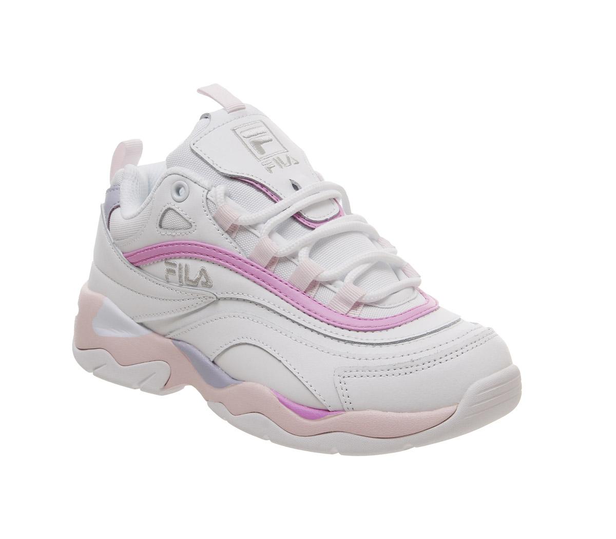 fila white shoes with pink