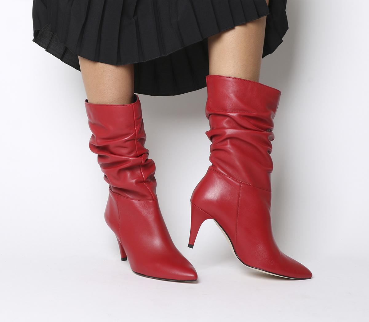red boots knee high