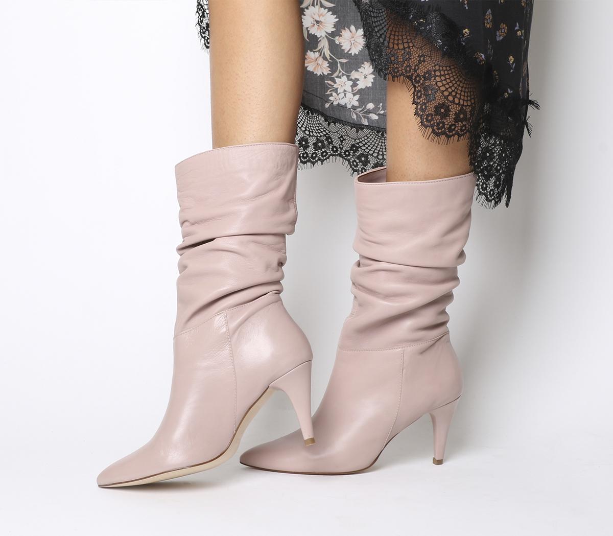 nude leather knee high boots