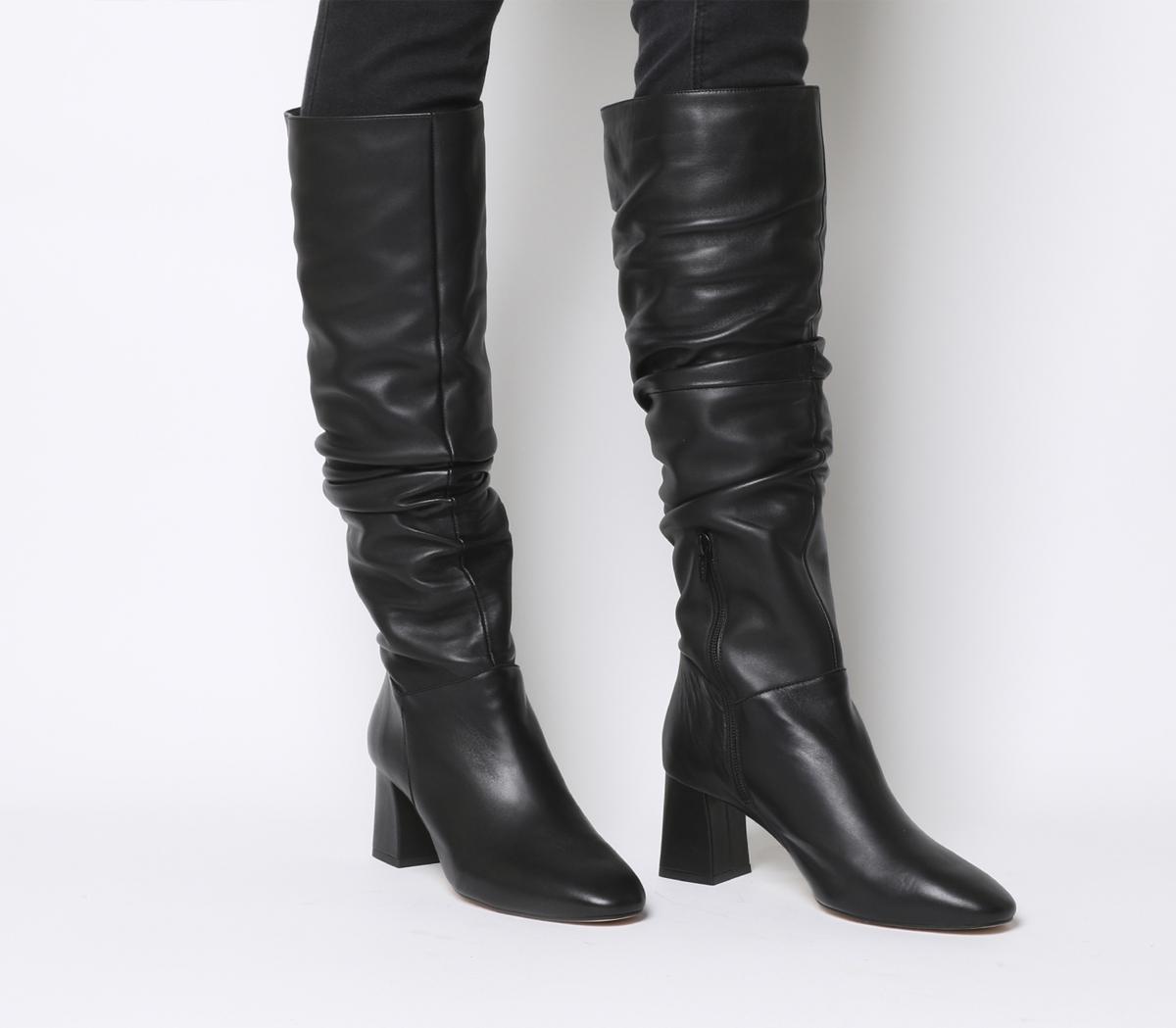 slouchy knee high leather boots
