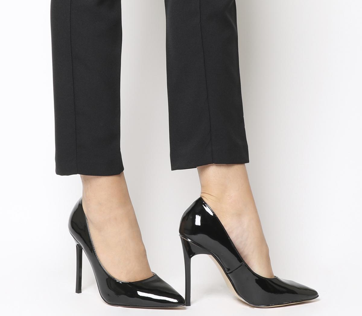 black heeled court shoes