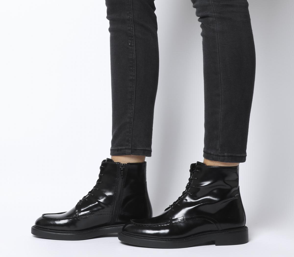 black polish boots