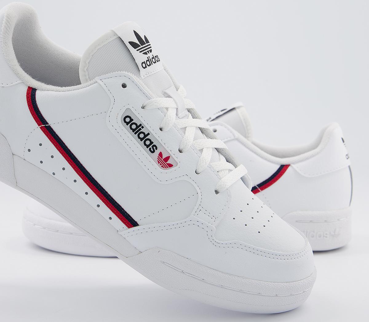 adidas continental 80s junior trainers white scarlet collegiate navy