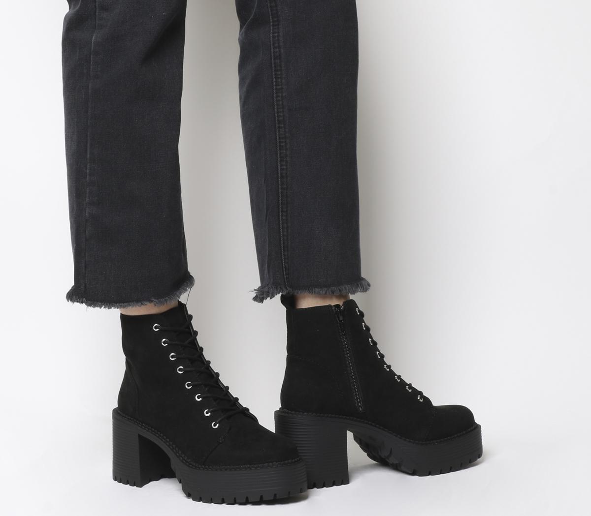 chunky tie up boots